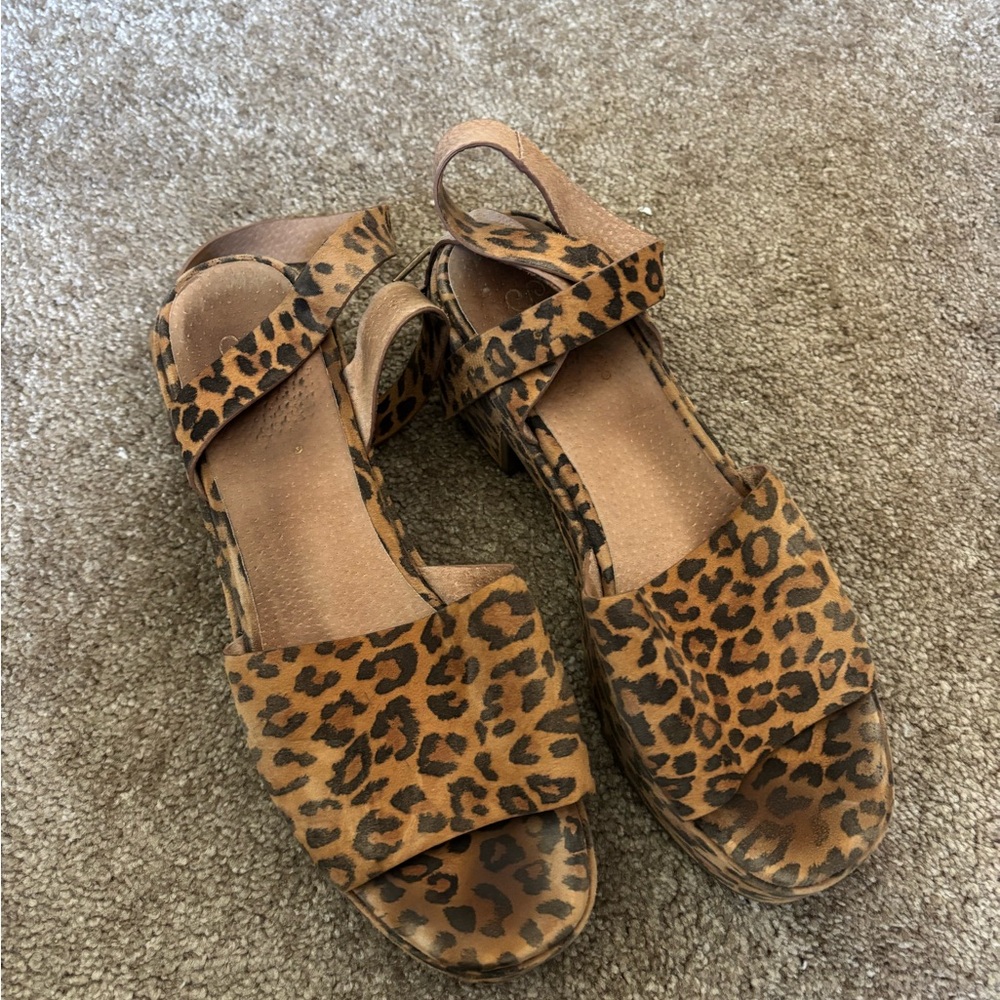 Seychelles Leopard Cheetah Platform Sandals